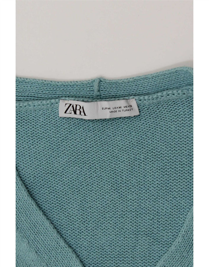 Zara ženski kratki kardigan pulover UK 12 srednje tirkizne boje
