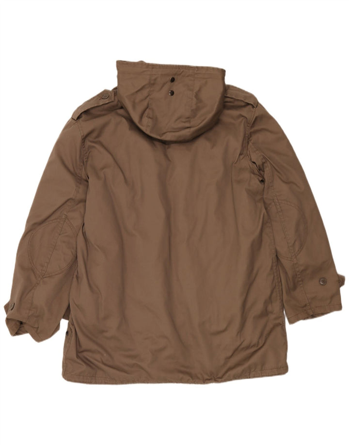 Vintage muški kaput s kapuljačom UK 42 XL smeđi poliester
