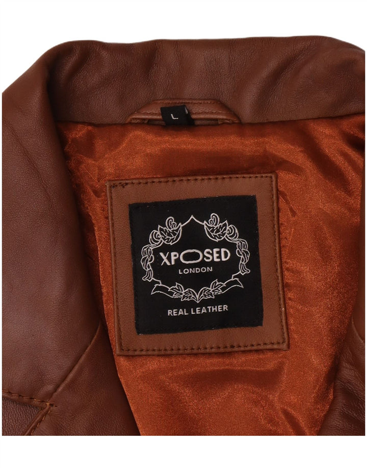 Vintage muška kožna jakna sa 3 gumba UK 40 velika smeđa koža