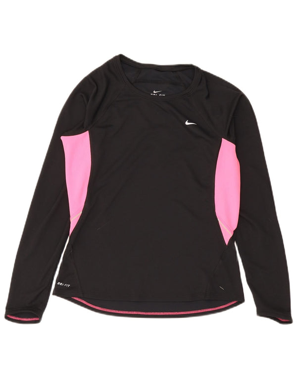 Nike Ženska Dri Fit majica dugih rukava UK 12/14 srednje crne boje