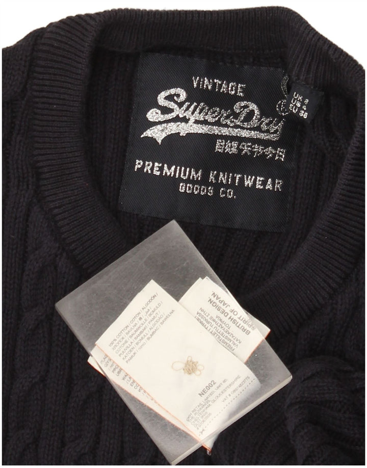 Superdry ženski kardigan džemper s grafičkim motivima UK 8 Mali tamnoplavi pamuk