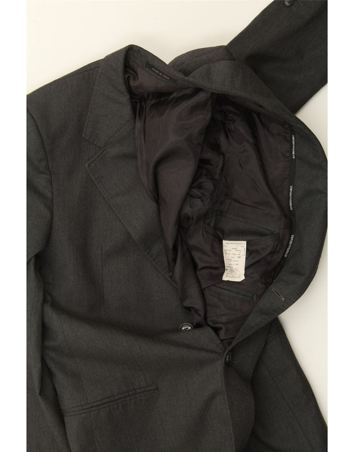 EMPORIO ARMANI Mens 2 Button Blazer Jacket IT 50 Large Grey Polyester Vintage Emporio Armani and Second-Hand Emporio Armani from Messina Hembry 
