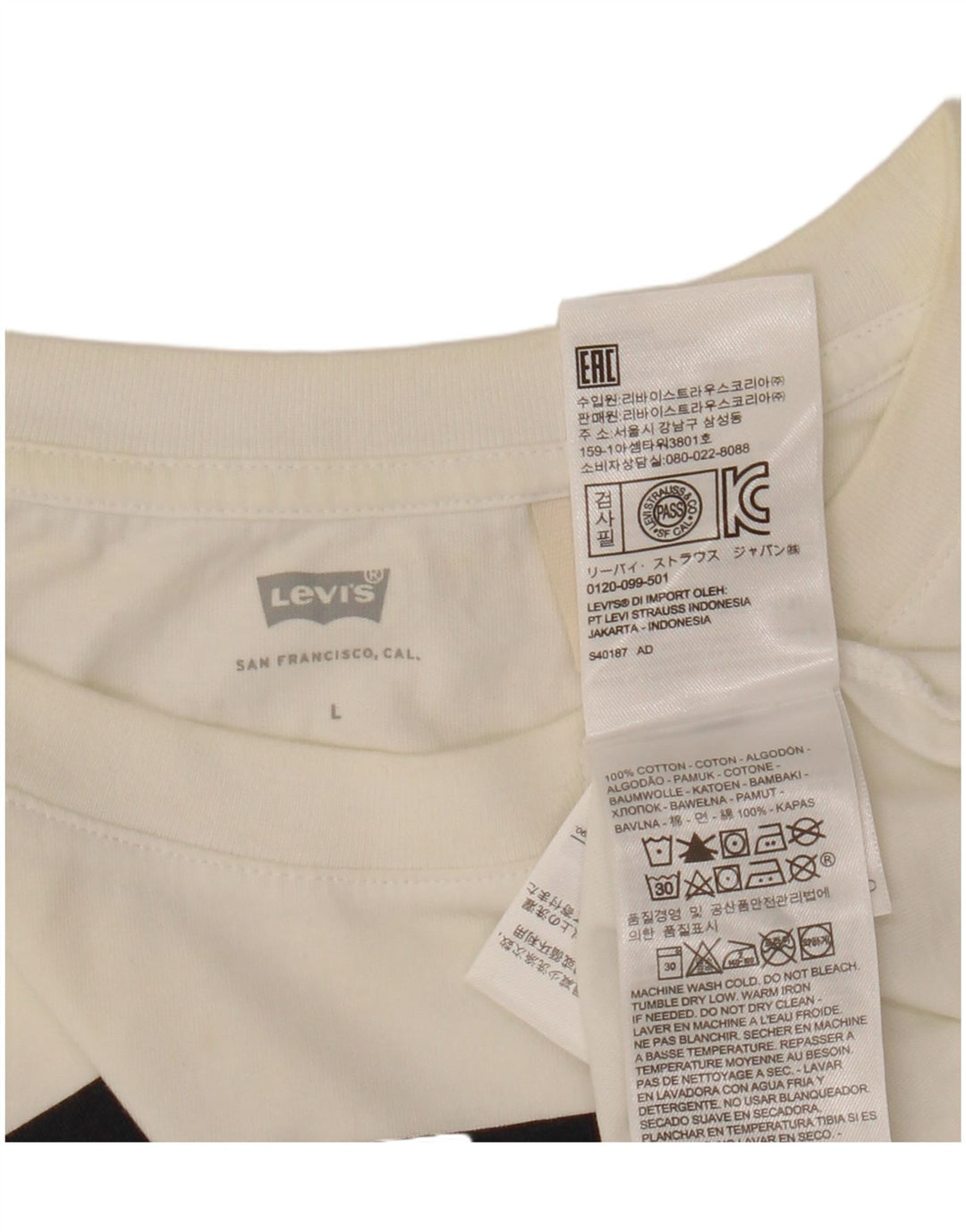 LEVI'S ženski kratki grafički prsluk UK 16 Large Off White Pamuk