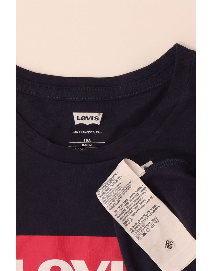 LEVI'S majica kratkih rukava za djevojčice 15-16 godina tamnoplavi pamuk