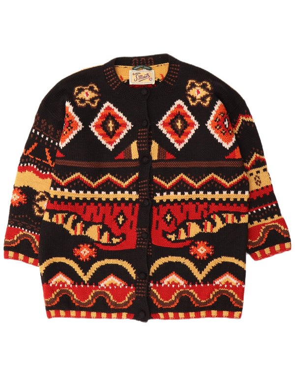 S.MORITZ Womens Cardigan Sweater UK 16 Large Multicoloured Geometric