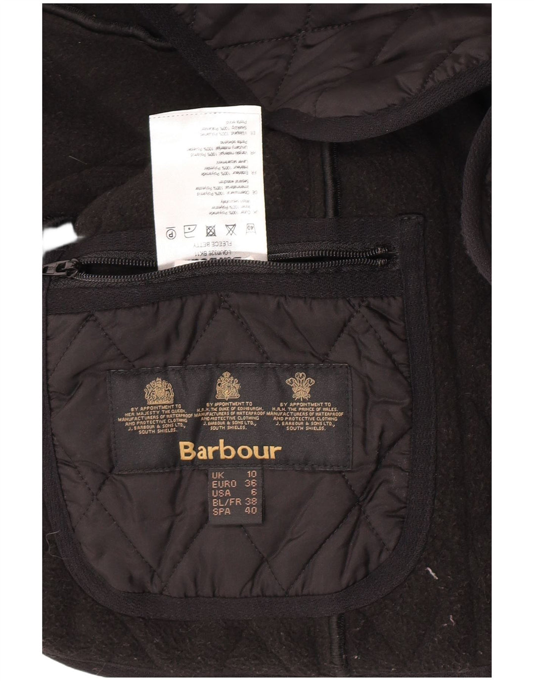Barbour Ženska prošivena jakna UK 10 Mala crna poliamidna