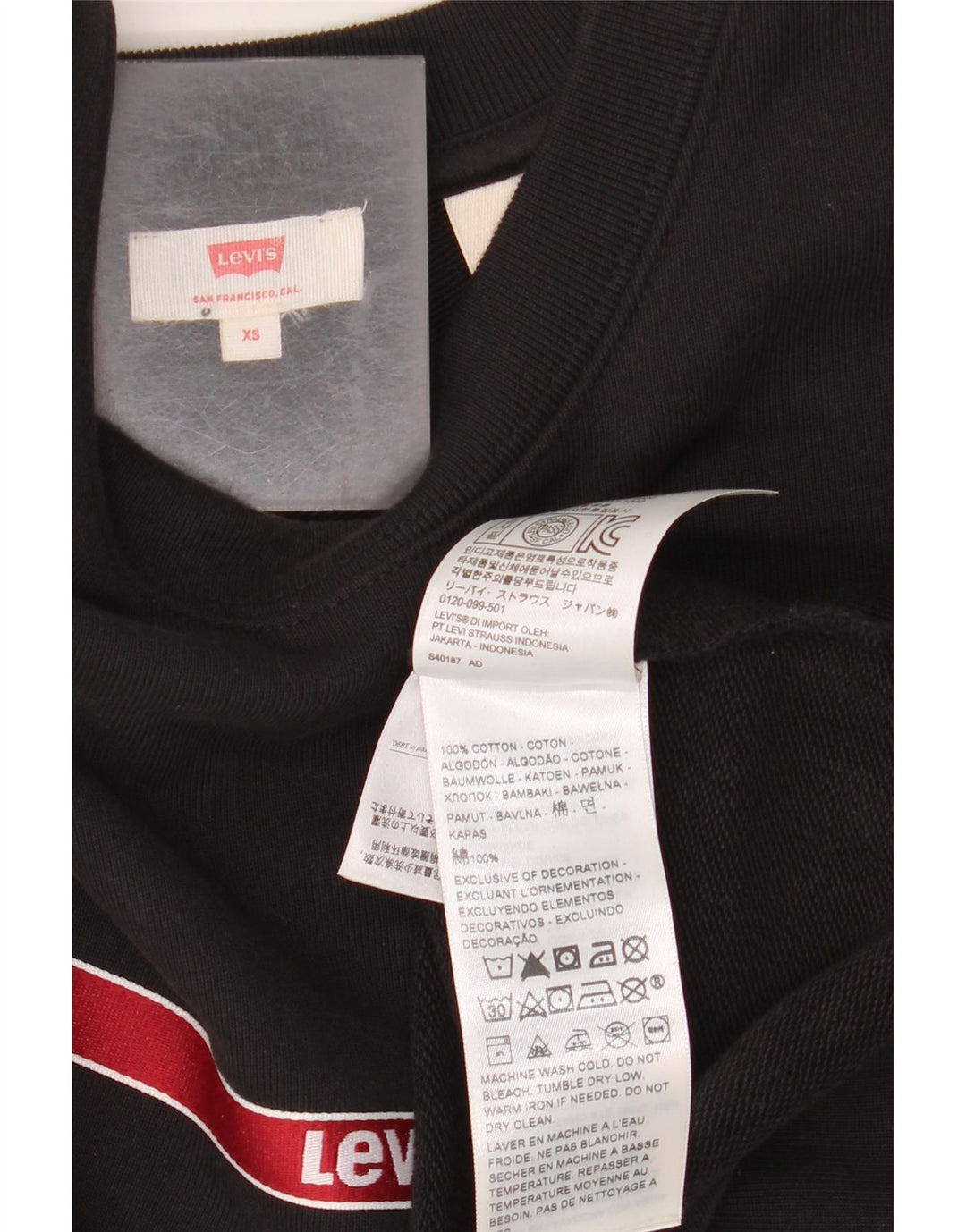 LEVI'S ženska prekomjerna majica s kratkim rukavima UK 6 XS crna na pruge