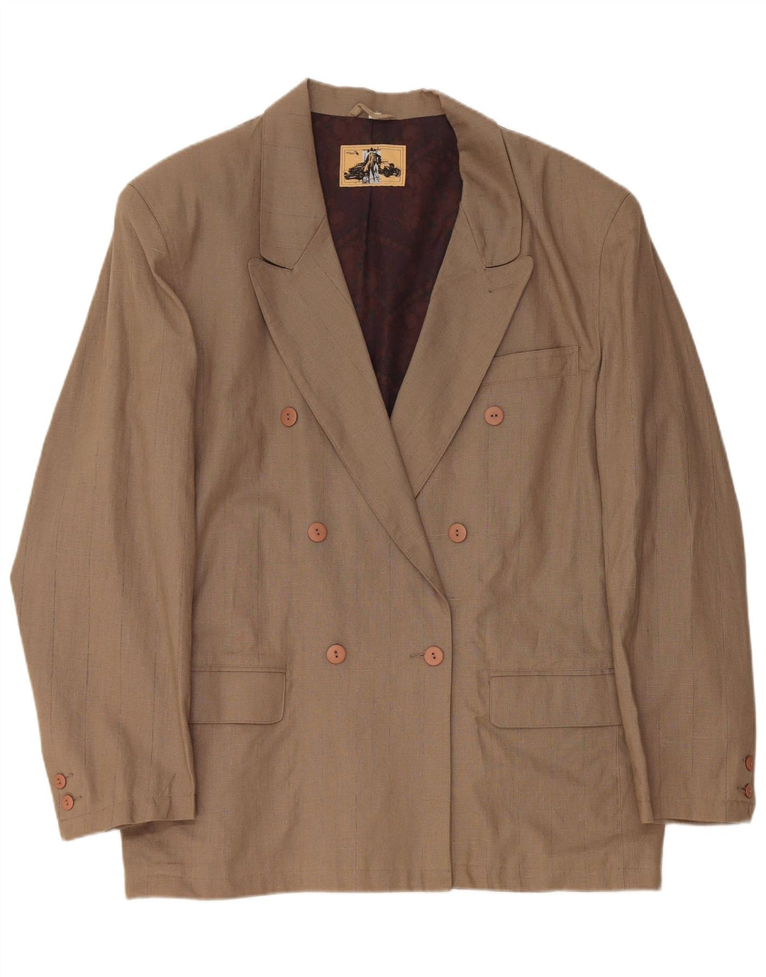 VINTAGE muška jakna s dvostrukim kopčanjem EU 56 3XL od smeđeg lana