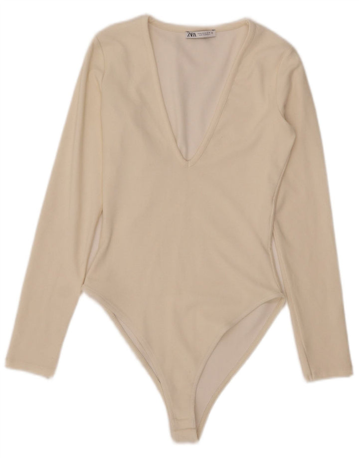 Zara ženski bodi dugih rukava UK 12 Medium Off White