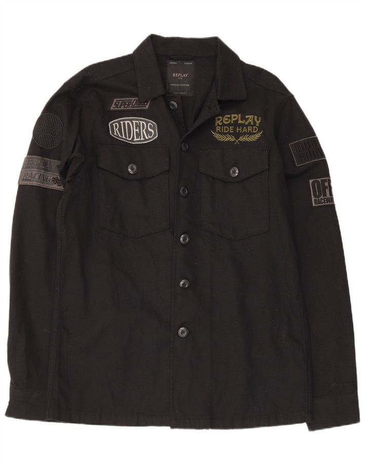 Replay muška grafička majica srednje crne pamučne boje