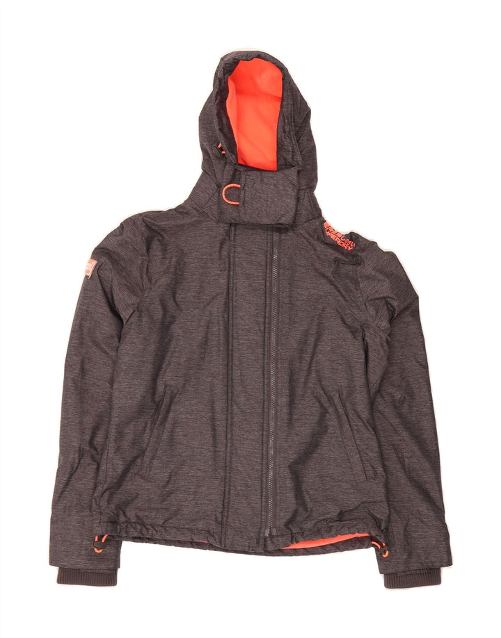 SUPERDRY Womens Hooded Windbreaker Jacket UK 14 Large Grey Nylon Vintage Superdry and Second-Hand Superdry from Messina Hembry 