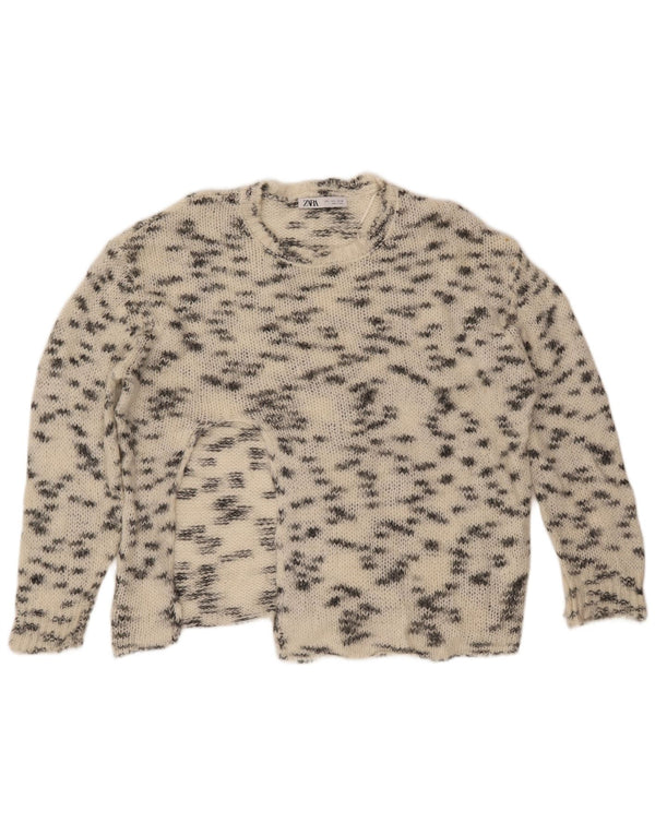 ZARA ženski džemper s okruglim izrezom UK 16 Large Off White Flecked