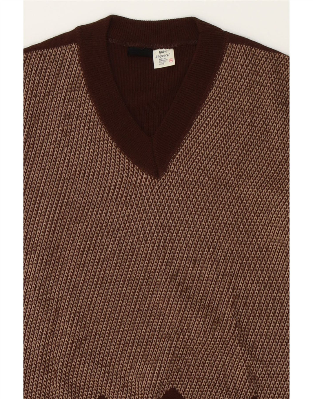 ENGBERS Mens V-Neck Jumper Sweater IT 54 XL Brown Argyle/Diamond Vintage Engbers and Second-Hand Engbers from Messina Hembry 