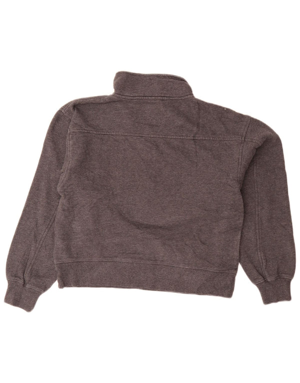 Fila Womens Oversized Crop Zip Neck Sweatshirt Jumper UK 10 Small Grey