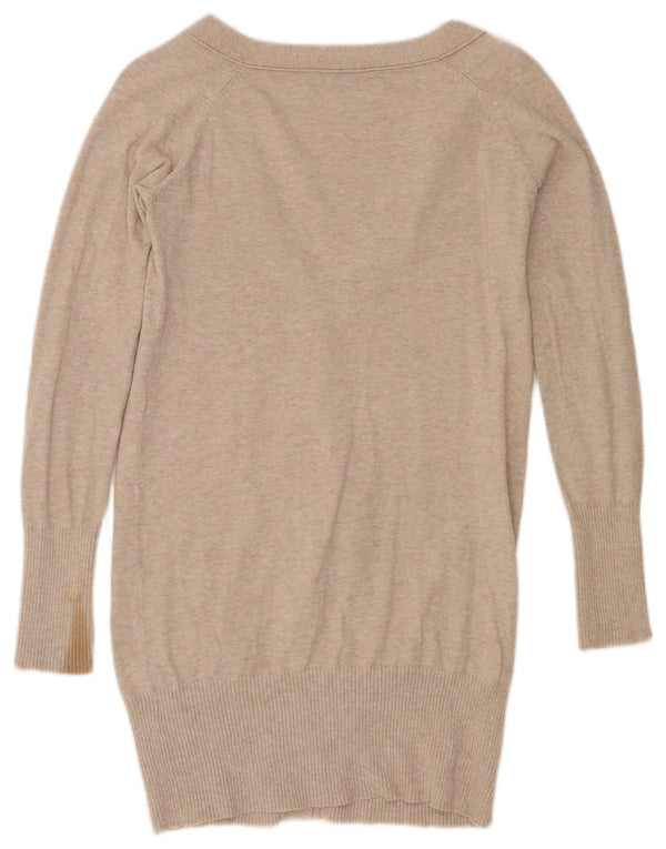 Zara ženski dugi kardigan pulover UK 10 Small Beige Flecked Cotton