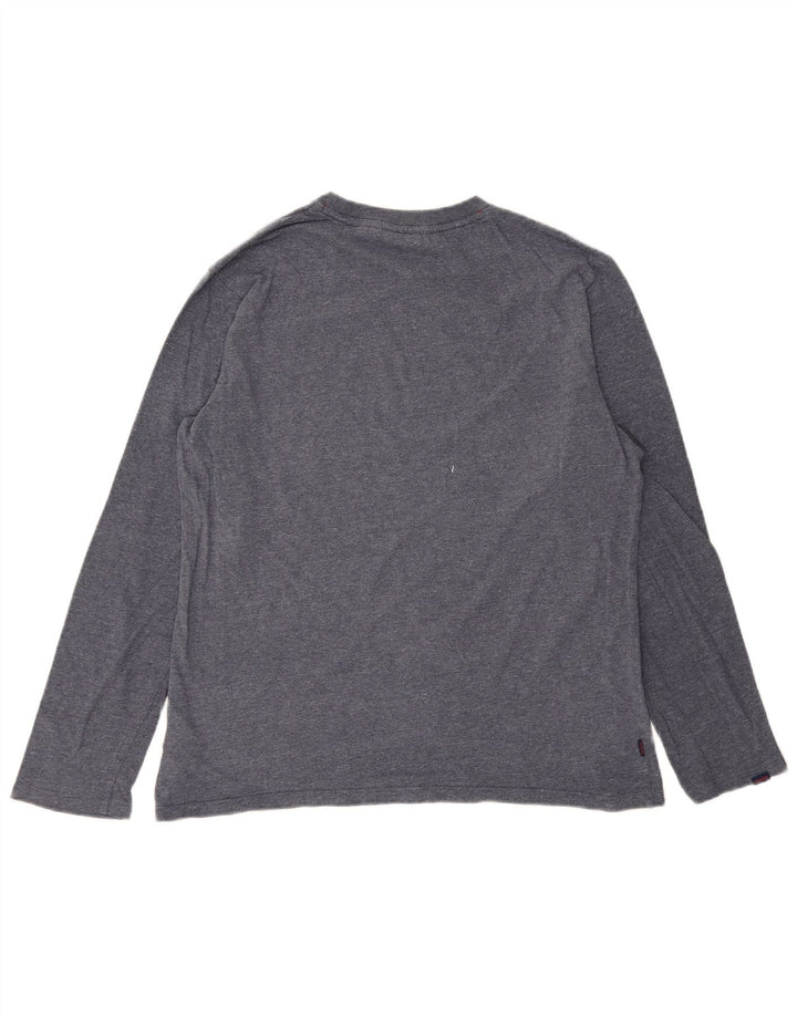 SUPERDRY muška majica s dugim rukavima XL, plavi flekasti pamuk