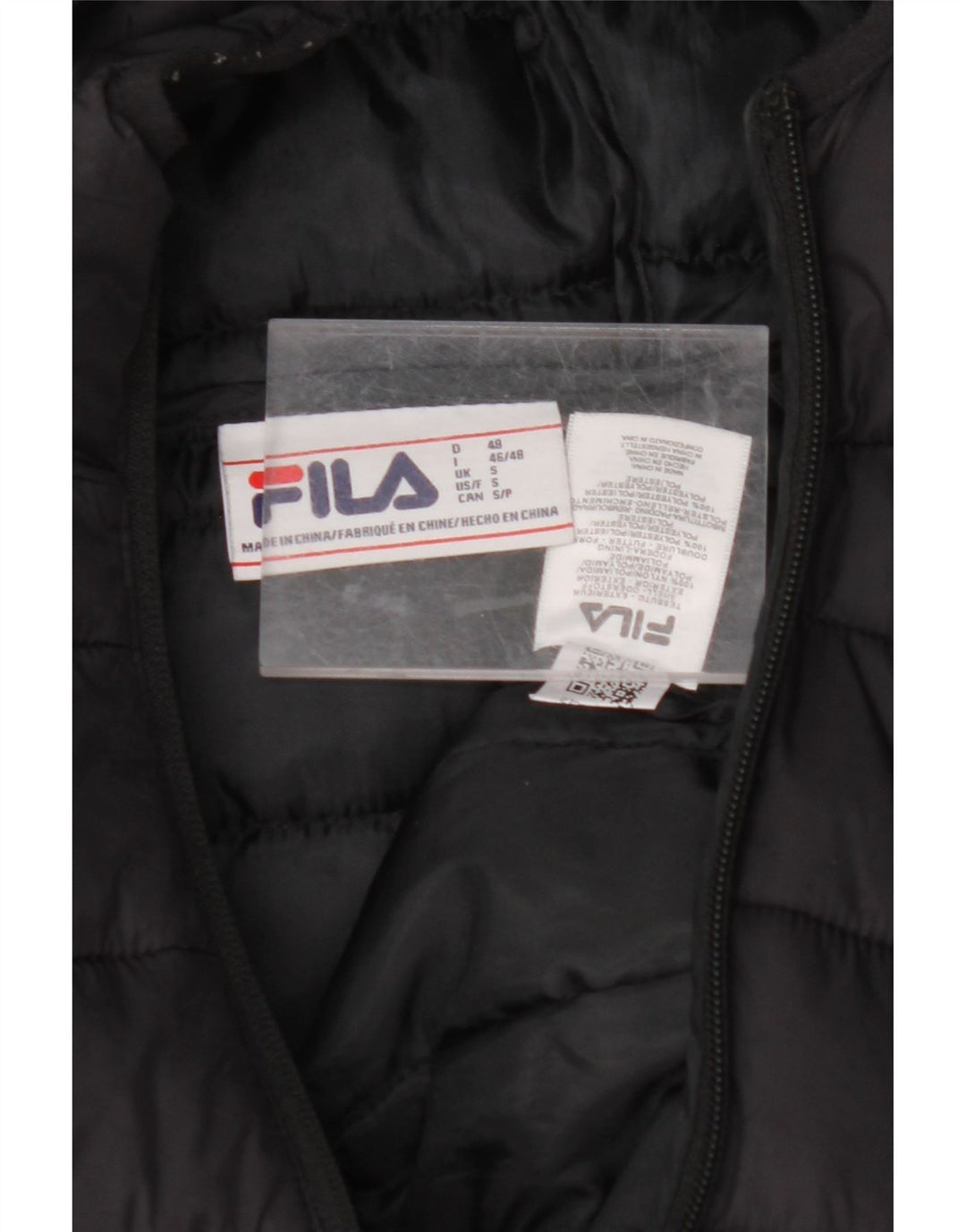FILA Mens Hooded Padded Jacket UK 36 Small Black Nylon
