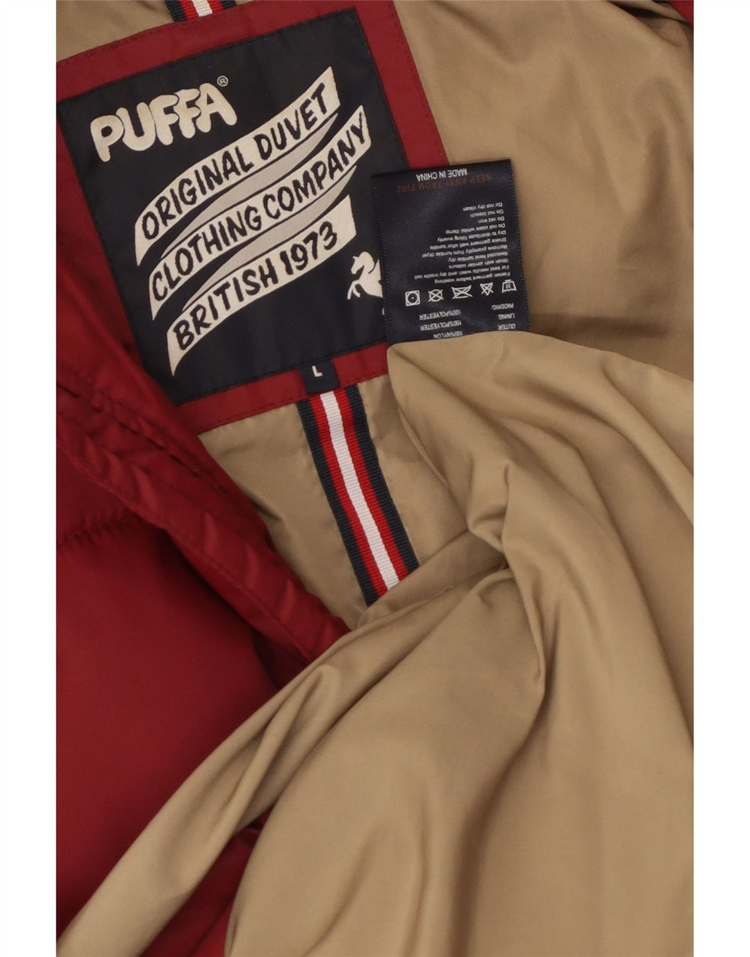 PUFFA muška podstavljena jakna s kapuljačom UK 40 veliki crveni najlon