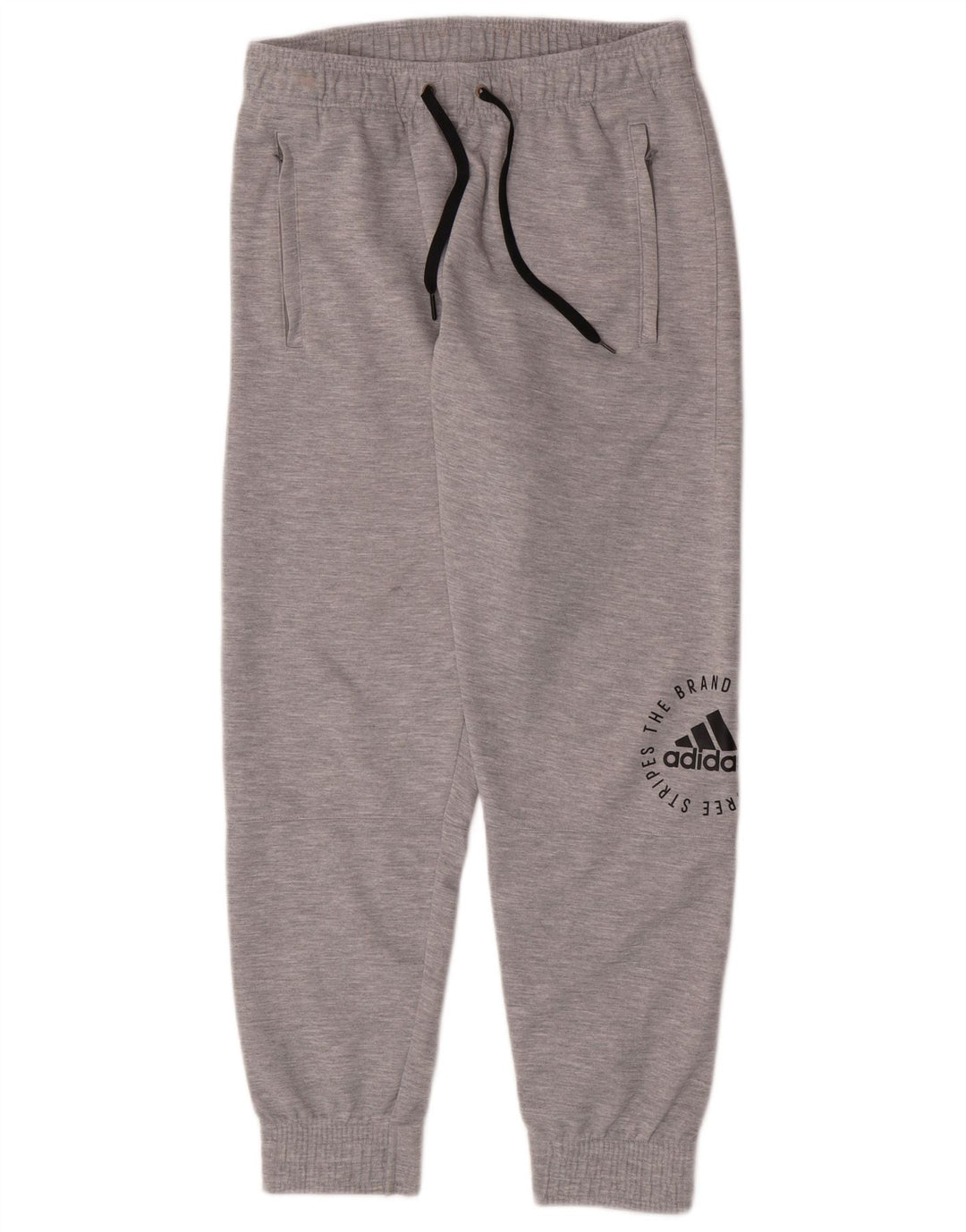 Adidas muške trenirke s grafičkim motivima, srednje sivi poliester