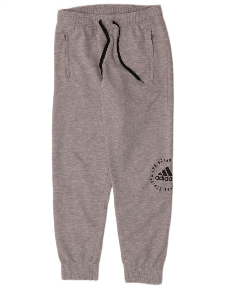 Adidas muške trenirke s grafičkim motivima, srednje sivi poliester