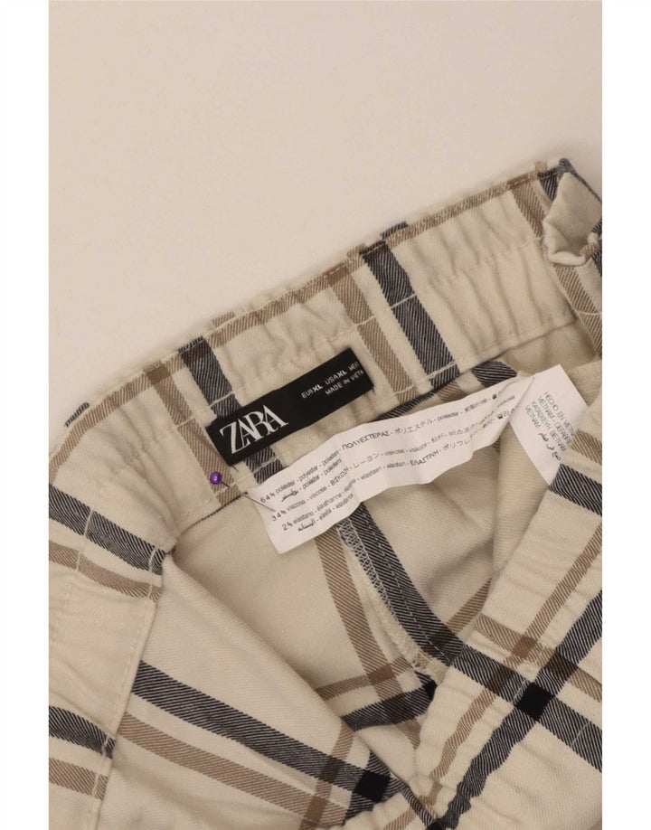 Zara ženske skraćene hlače XL W32 L24 bijeli karirani poliester