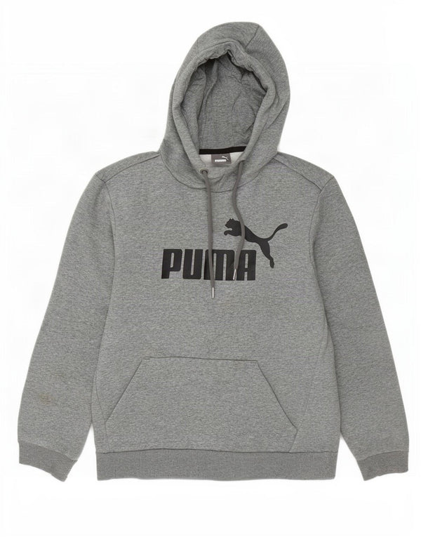 Puma Mens Graphic Hoodie Jumper Small Grey Flecked Cotton