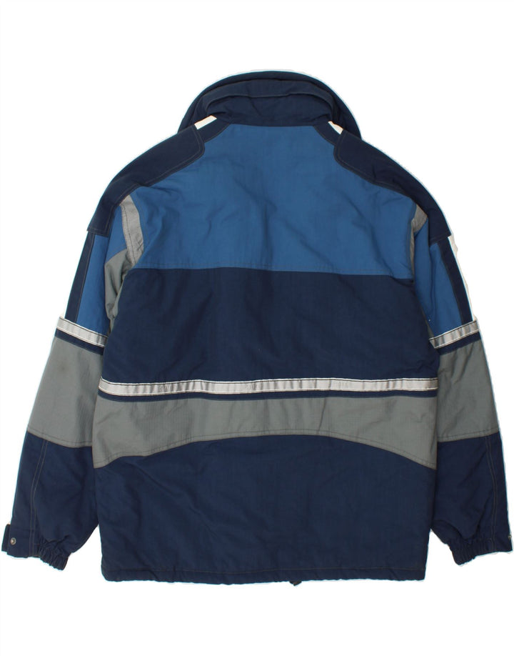 COLMAR Mens Loose Fit Windbreaker Jacket IT 46 Small Navy Blue Colourblock Vintage Colmar and Second-Hand Colmar from Messina Hembry 