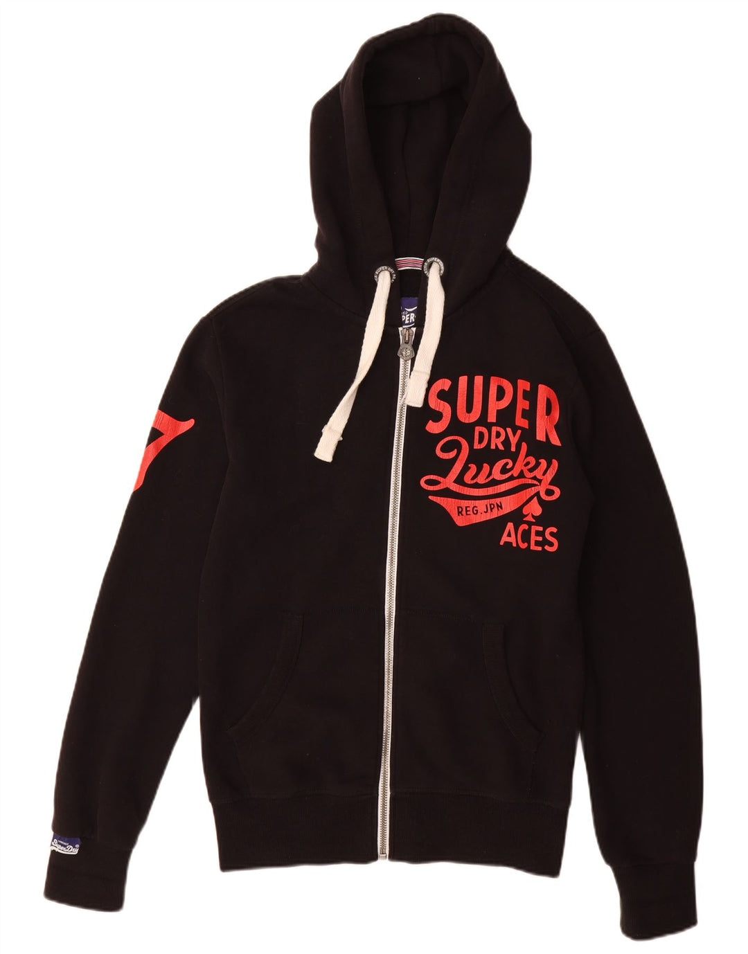 SUPERDRY muški pulover s kapuljačom s patentnim zatvaračem, mali crni pamuk