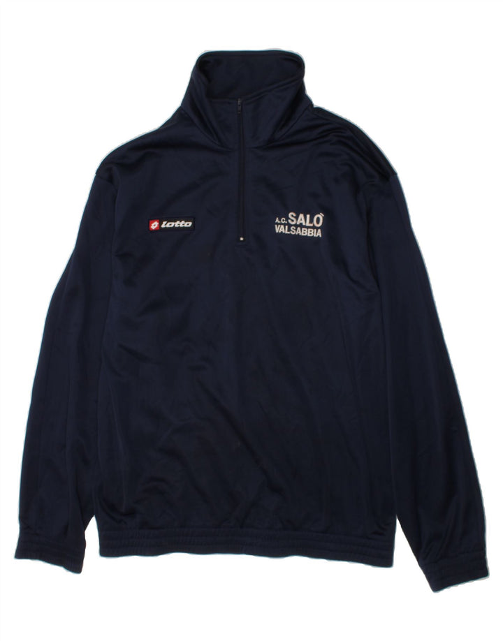 LOTTO Boys Zip Neck Pullover Tracksuit Top 15-16 Years XL Navy Blue Vintage Lotto and Second-Hand Lotto from Messina Hembry 