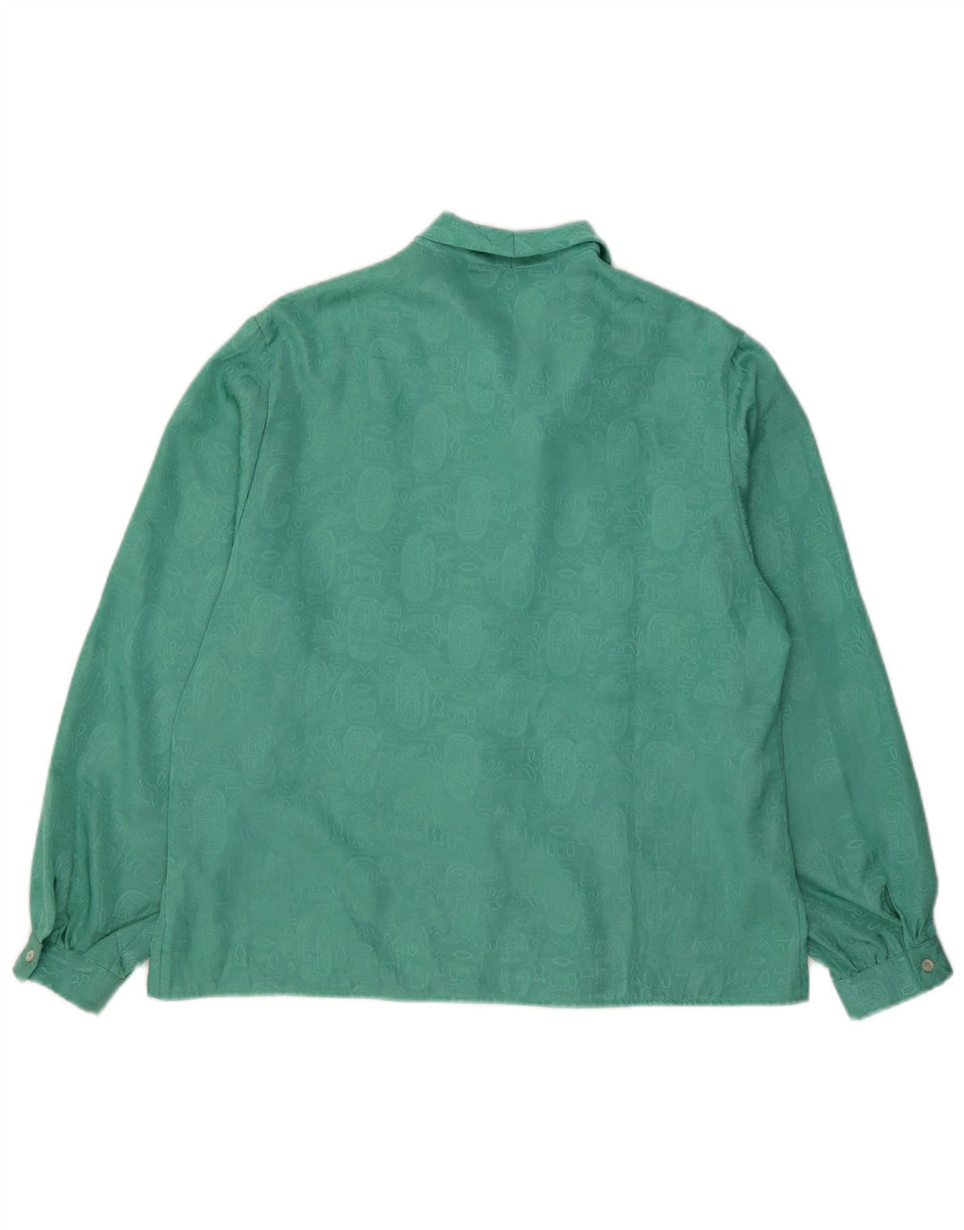 Vintage Womens Abstract Pattern Front Tie Shirt Blouse UK 20 2XL Green