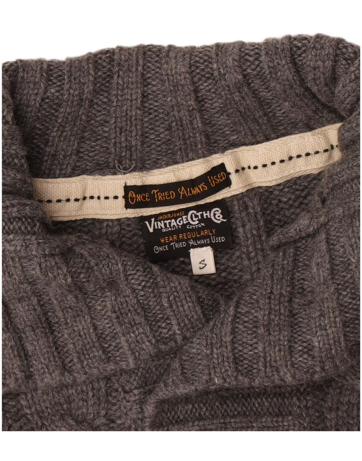 Jack & Jones muški džemper s dugmadima i ovratnikom Mali sivi vuneni