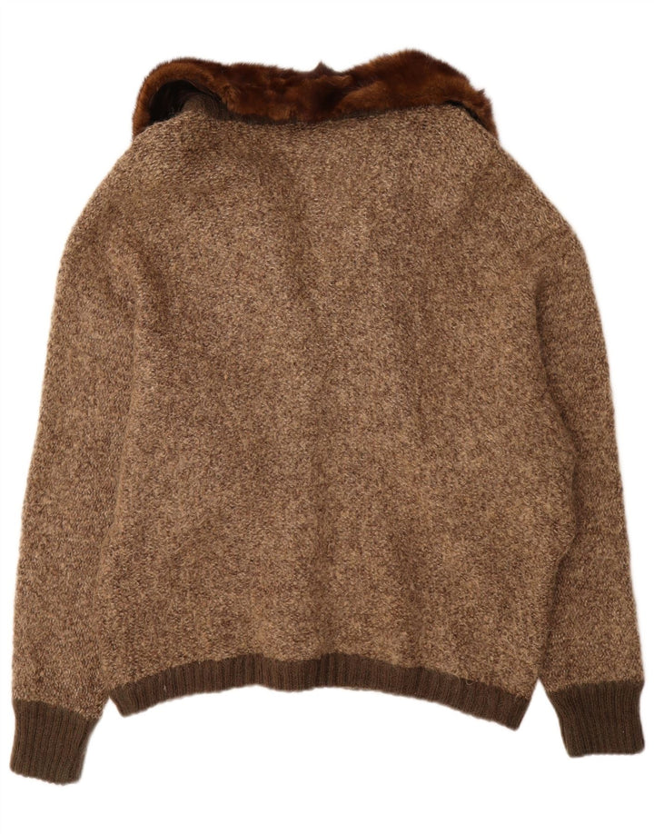 VINTAGE ženski kardigan džemper UK 18 XL smeđi