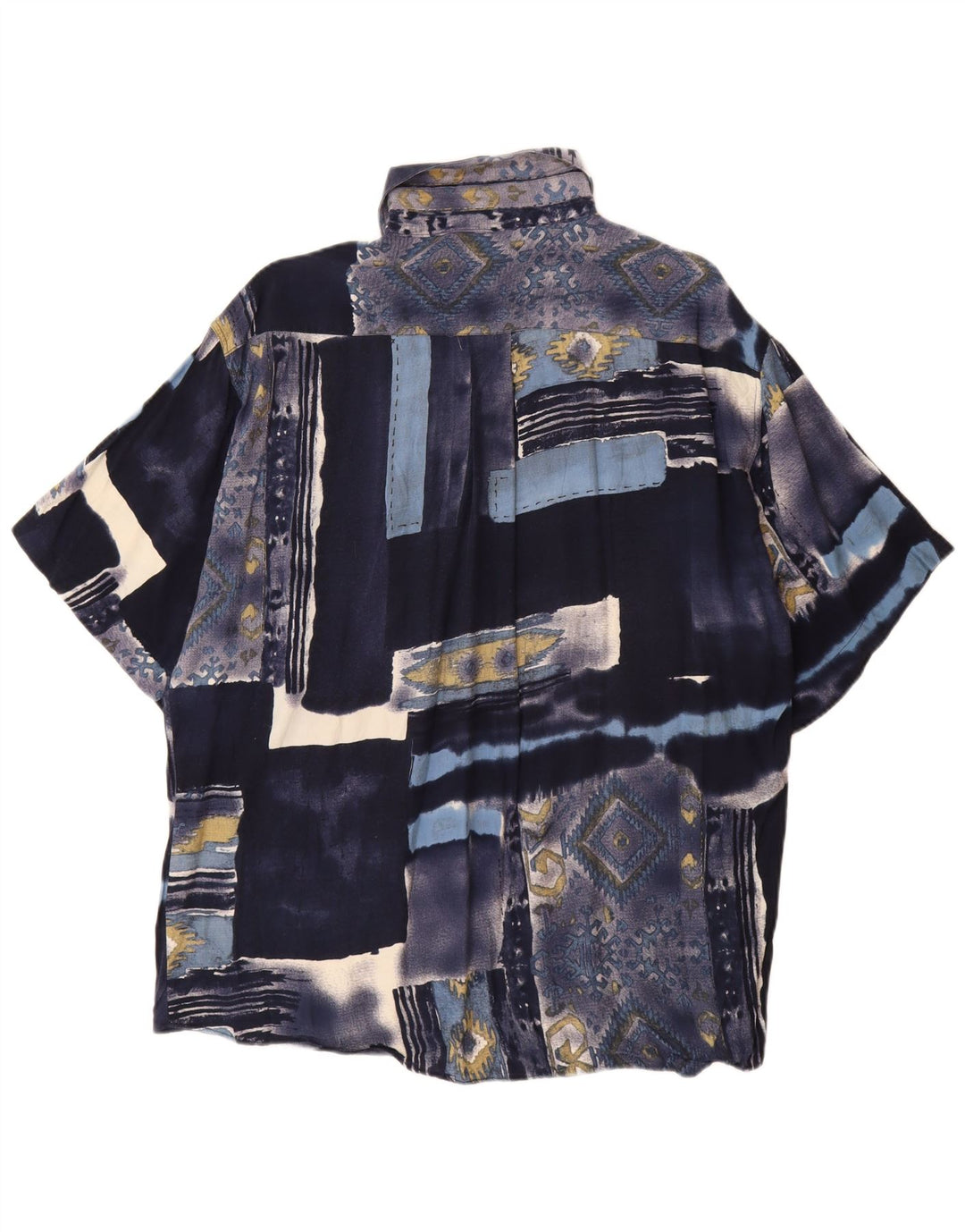 TIPO'S Velika muška košulja kratkih rukava od tamnoplave patchwork viskoze