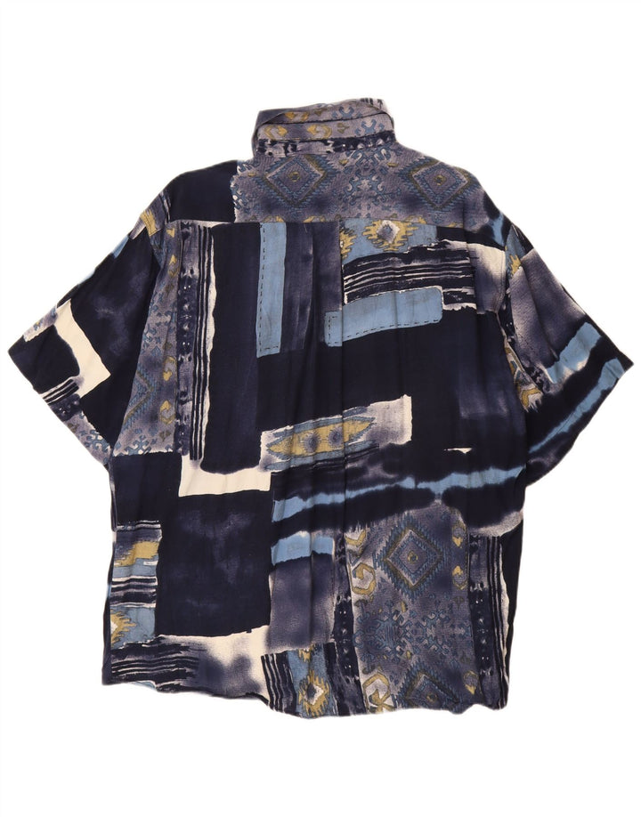 TIPO'S Velika muška košulja kratkih rukava od tamnoplave patchwork viskoze