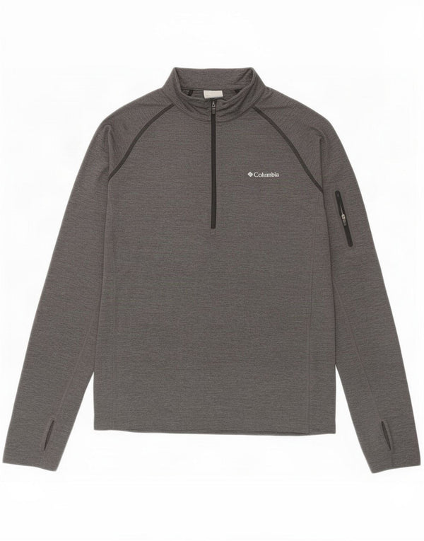 Columbia Mens Zip Neck Pullover Tracksuit Top Medium Grey Flecked Polyester