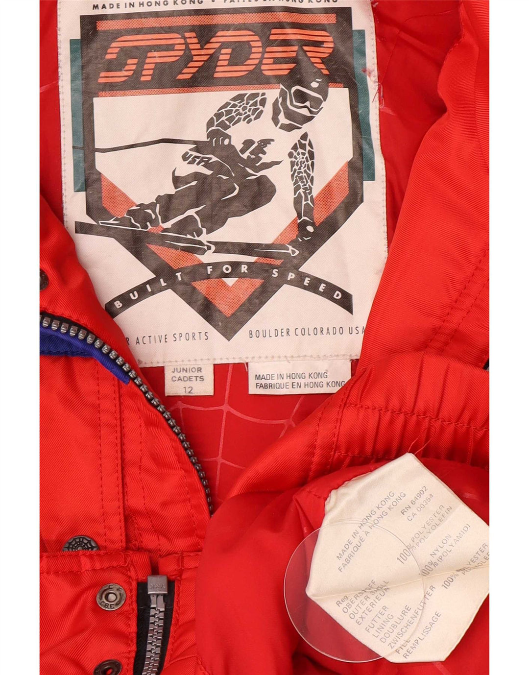 Spyder Boys Skijaška jakna s kapuljačom 11-12 godina Red Colourblock Poliester