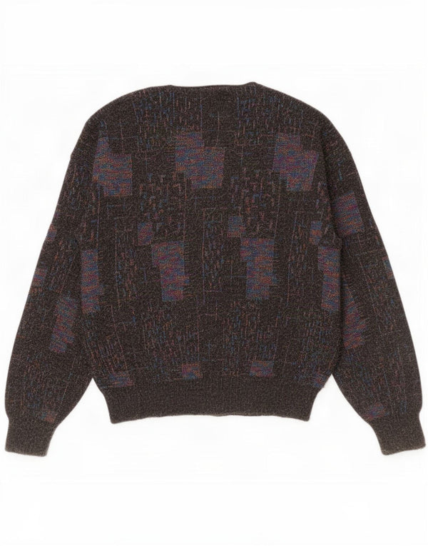 Vintage muški kardigan pulover Large Brown Geometric