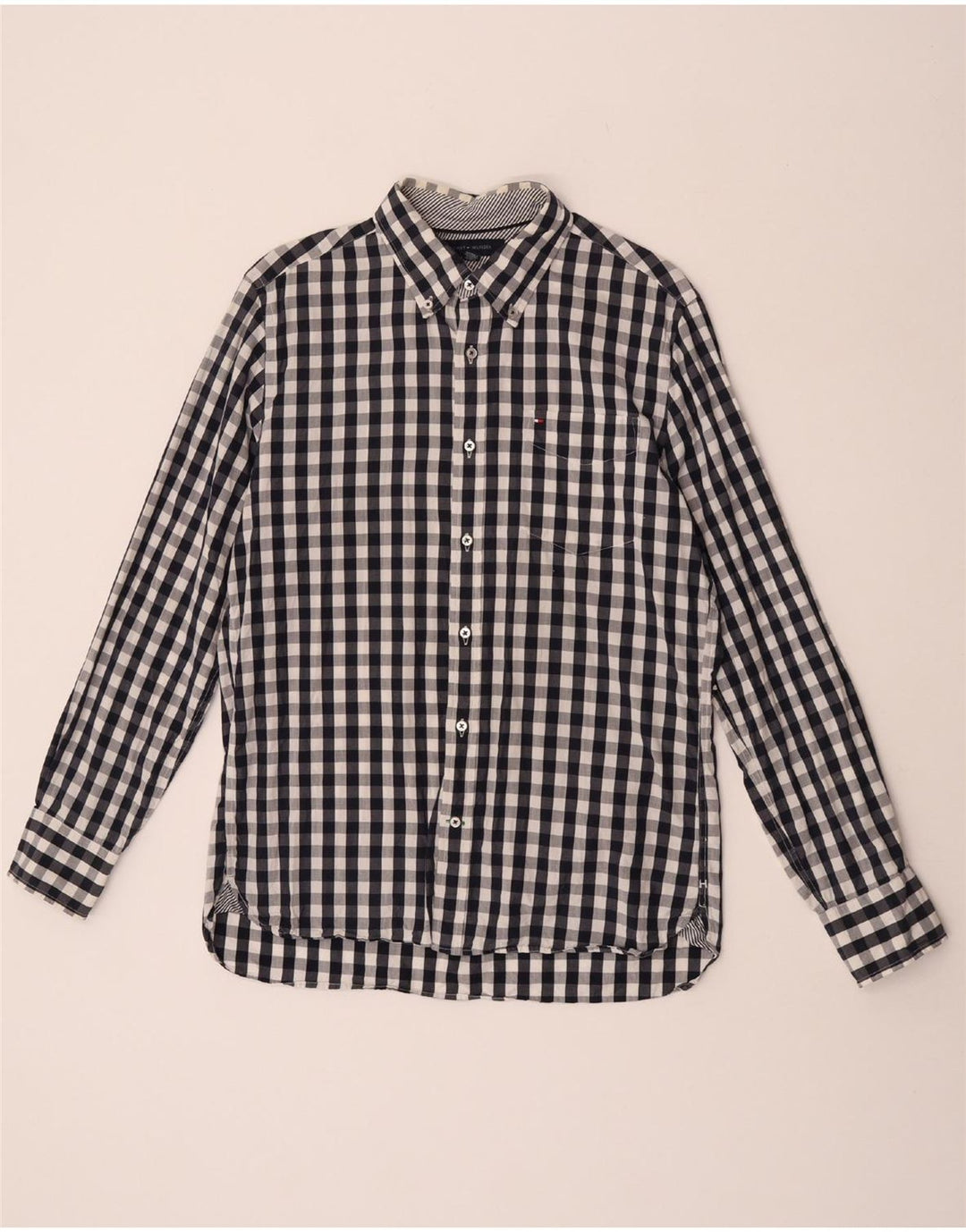 Tommy Hilfiger muška košulja prilagođenog kroja veličina 15 1/2 16 srednje plava gingham