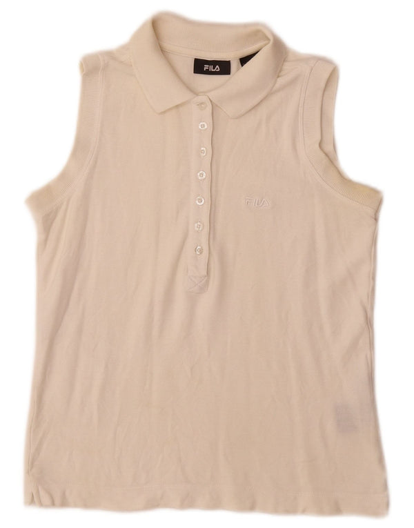Fila ženska polo majica bez rukava UK 12 Srednje bijeli pamuk