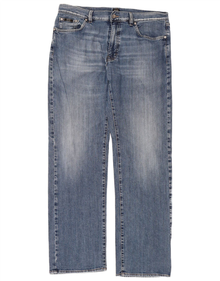 HUGO BOSS Muške Texas Straight Jeans W36 L34 Plavi pamuk