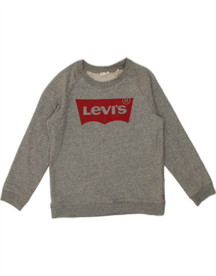 LEVI'S Womens Oversized Graphic Sweatshirt Jumper UK 10 Small Grey Cotton Vintage Levi's and Second-Hand Levi's from Messina Hembry 