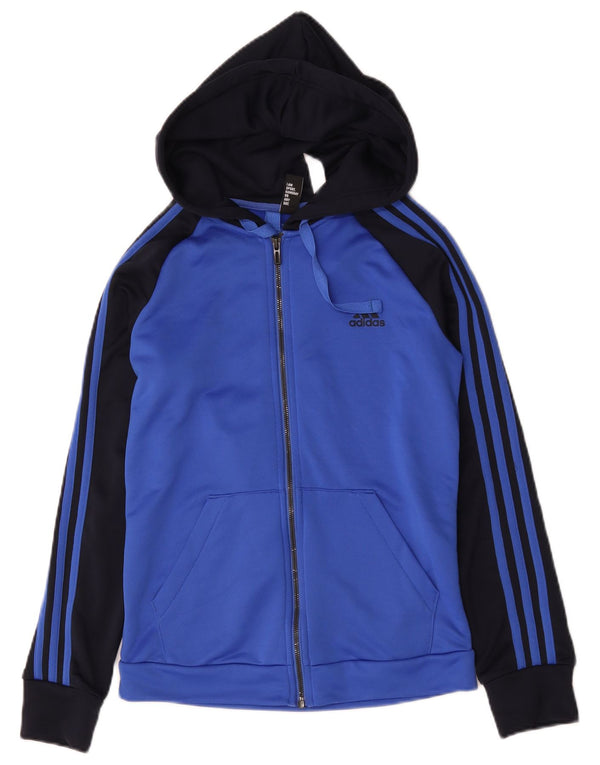 Adidas ženski pulover s kapuljačom na patentni zatvarač UK 12/14 srednje plava poliesterska boja