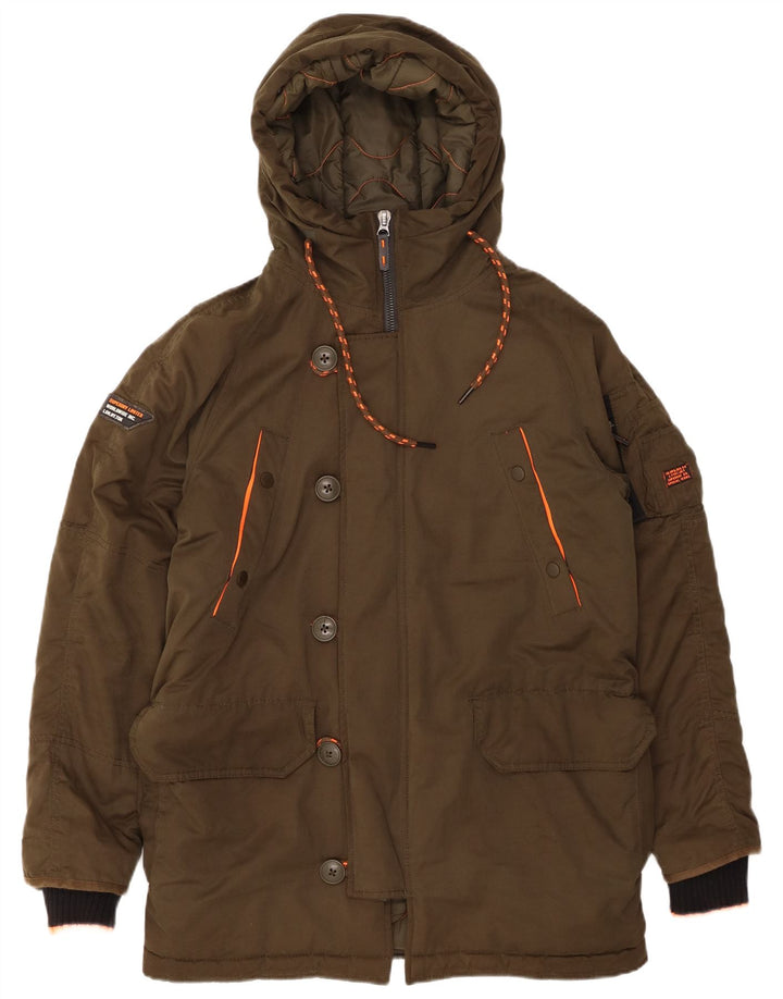 SUPERDRY muška parka jakna s kapuljačom UK 38, srednji kaki poliester