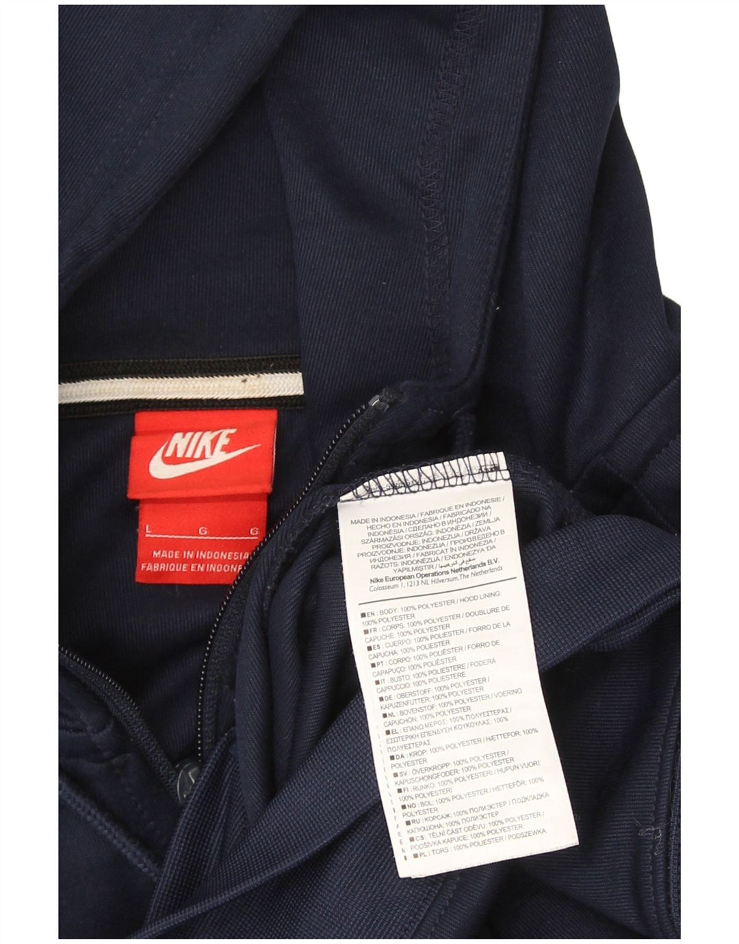 Nike muški pulover s kapuljačom na patentni zatvarač, veliki tamnoplavi poliester