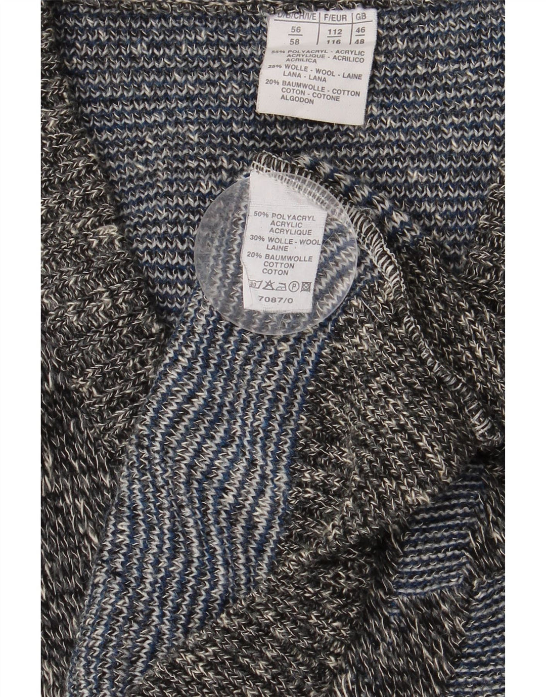 VINTAGE Muški džemper s V-izrezom UK 46/48 2XL Višebojni geometrijski