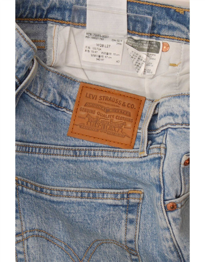 Levi's ženske ravne traperice s prsnim košem W28 L27 plavi pamuk