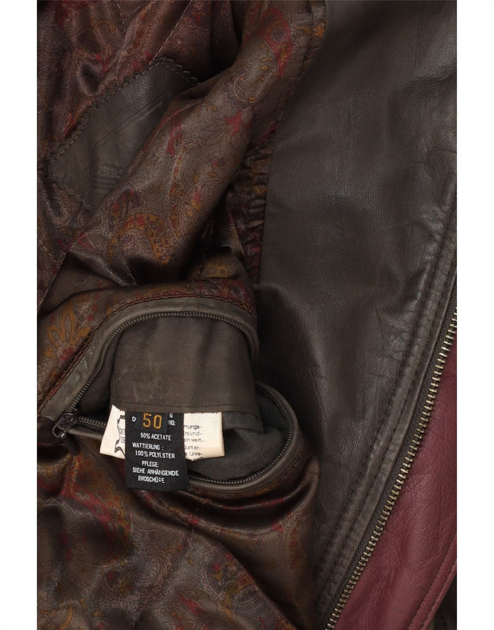 VINTAGE Mens Leather Coat IT 50 Large Khaki Leather Vintage Vintage and Second-Hand Vintage from Messina Hembry 