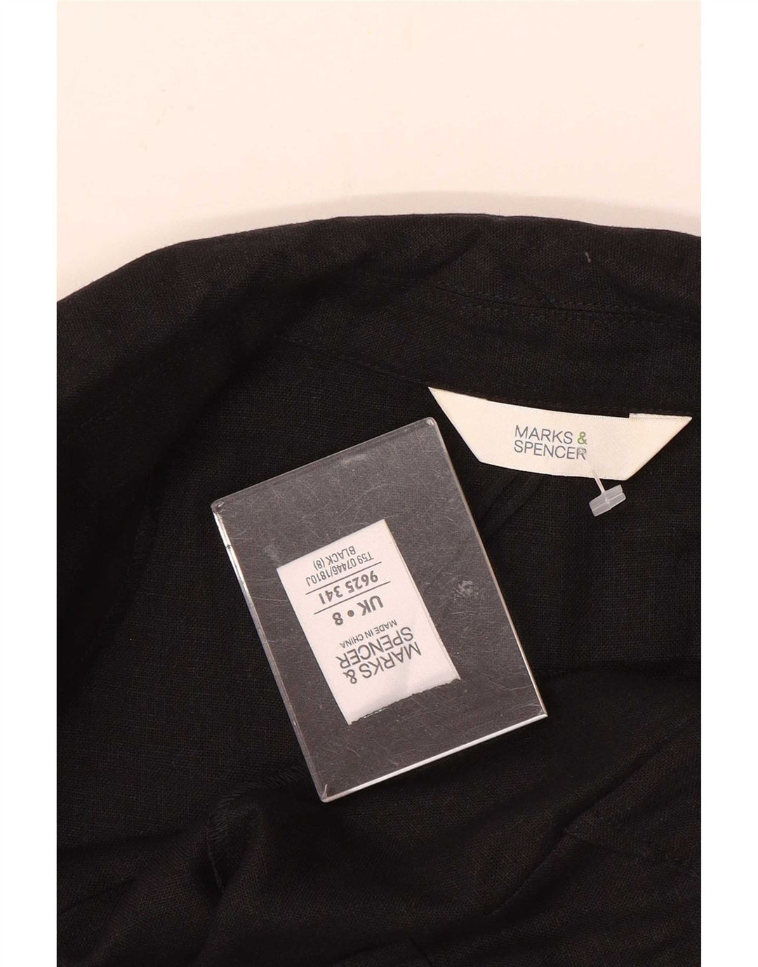 Marks & Spencer ženski sako sa 3/4 rukavima UK 8 Mala crna lanena