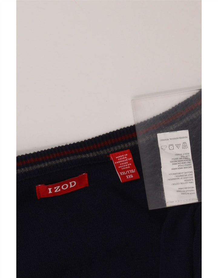 IZOD Muški džemper s V-izrezom 2XL tamnoplavi pamuk