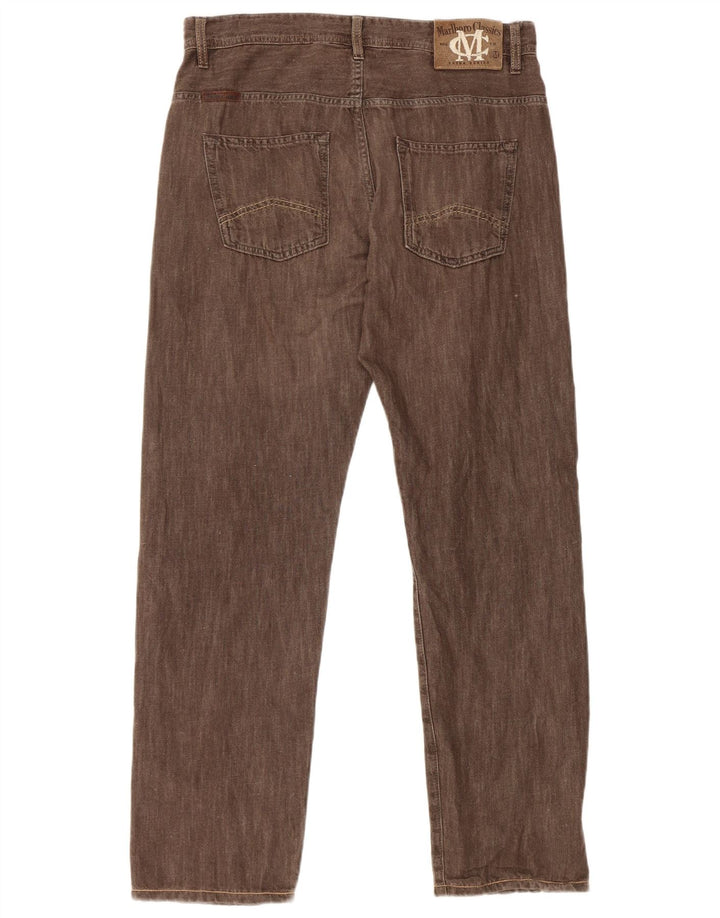 Marlboro Classics Mens Straight Jeans W33 L30 Smeđi pamuk
